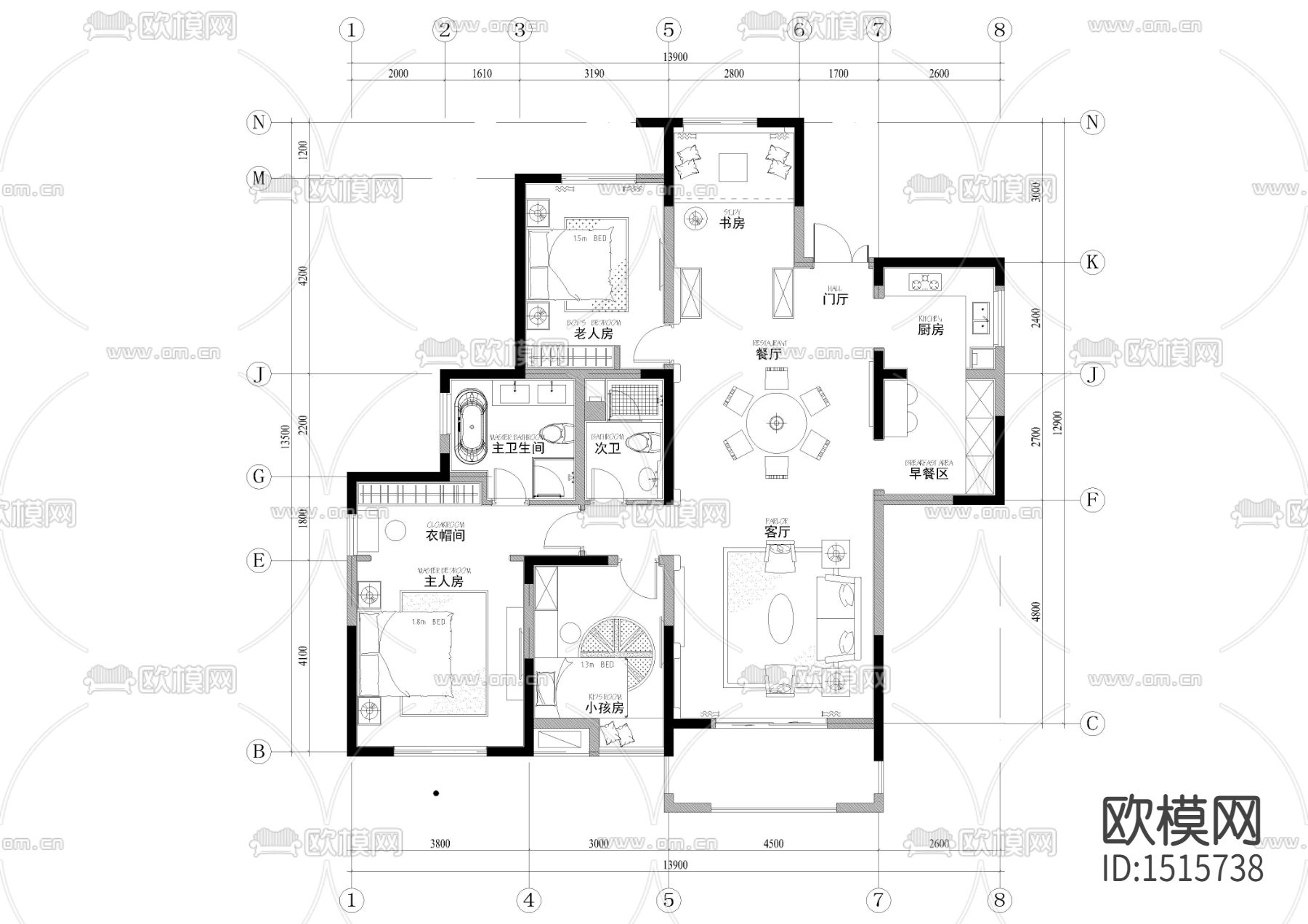 家装cad施工图下载（渲染图1）