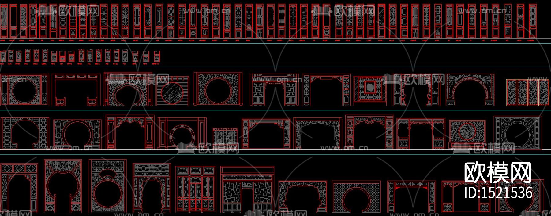 中式元素cad图库下载（渲染图1）