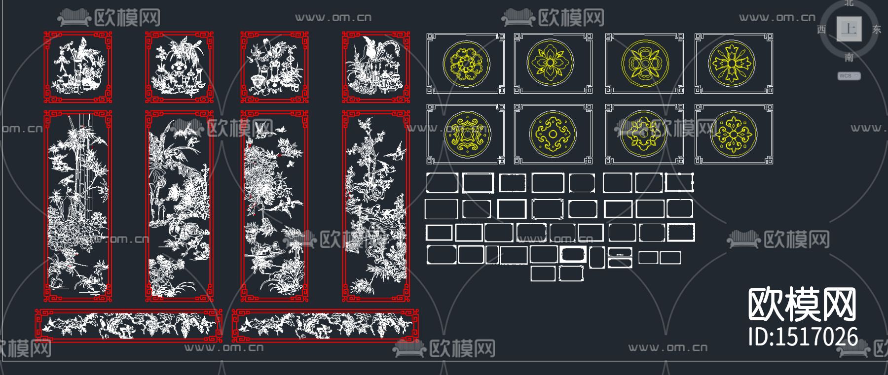 雕花装饰画山水画cad图库下载（渲染图4）