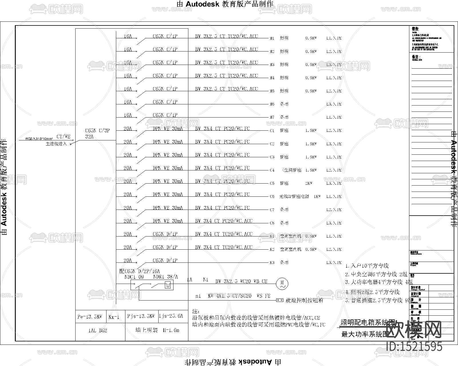 照明配电箱系统cad图库下载