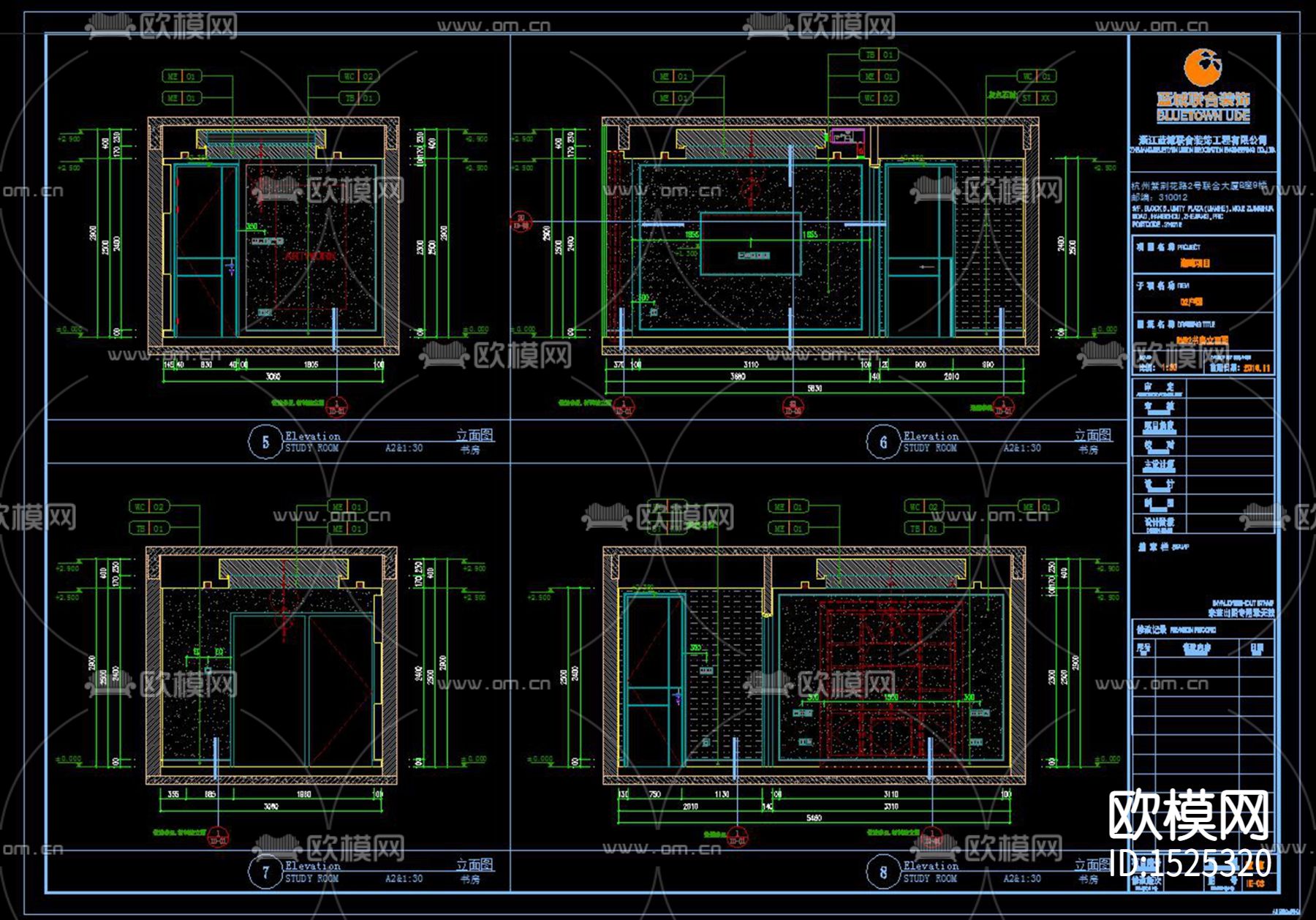 188大平层样板间cad施工图下载（渲染图10）