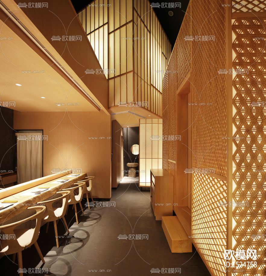 成都高级日式料理店大徳餐厅施工图下载（渲染图6）