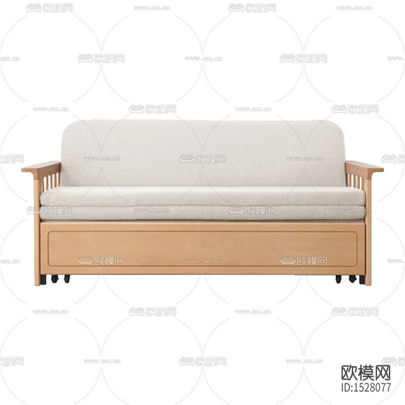 北欧简约实木布艺双人沙发下载