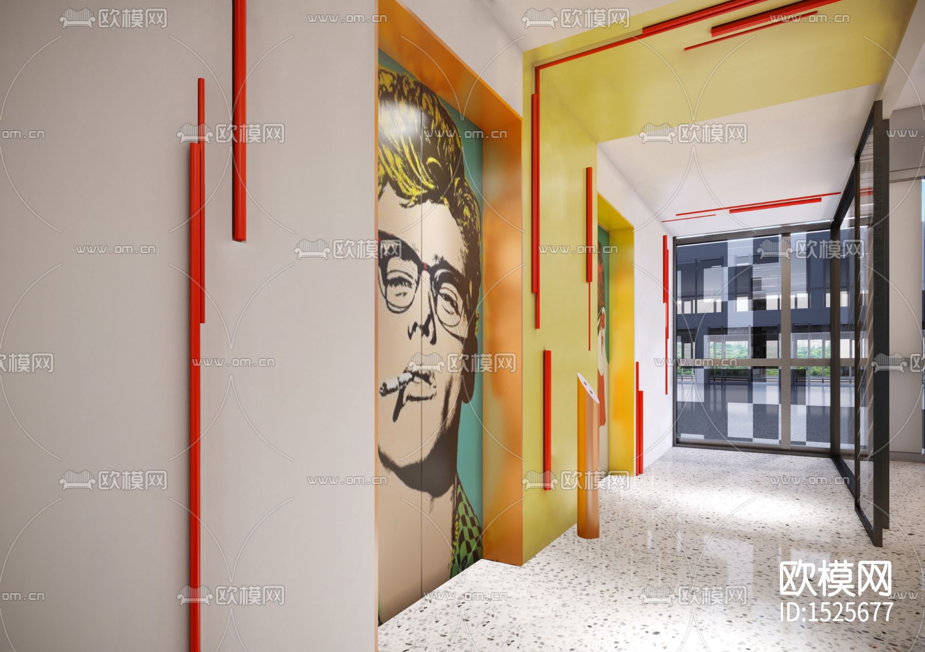 现代复式办公楼cad施工图效果图下载（渲染图5）