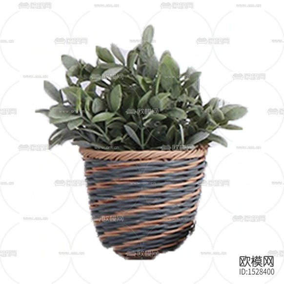 北欧简约藤编花篮摆放绿植下载