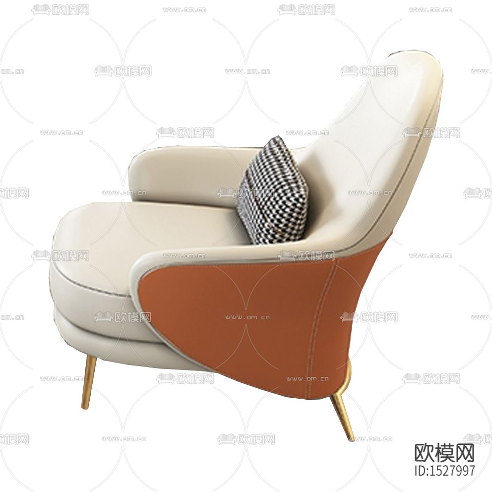 现代轻奢皮革金属单人沙发下载