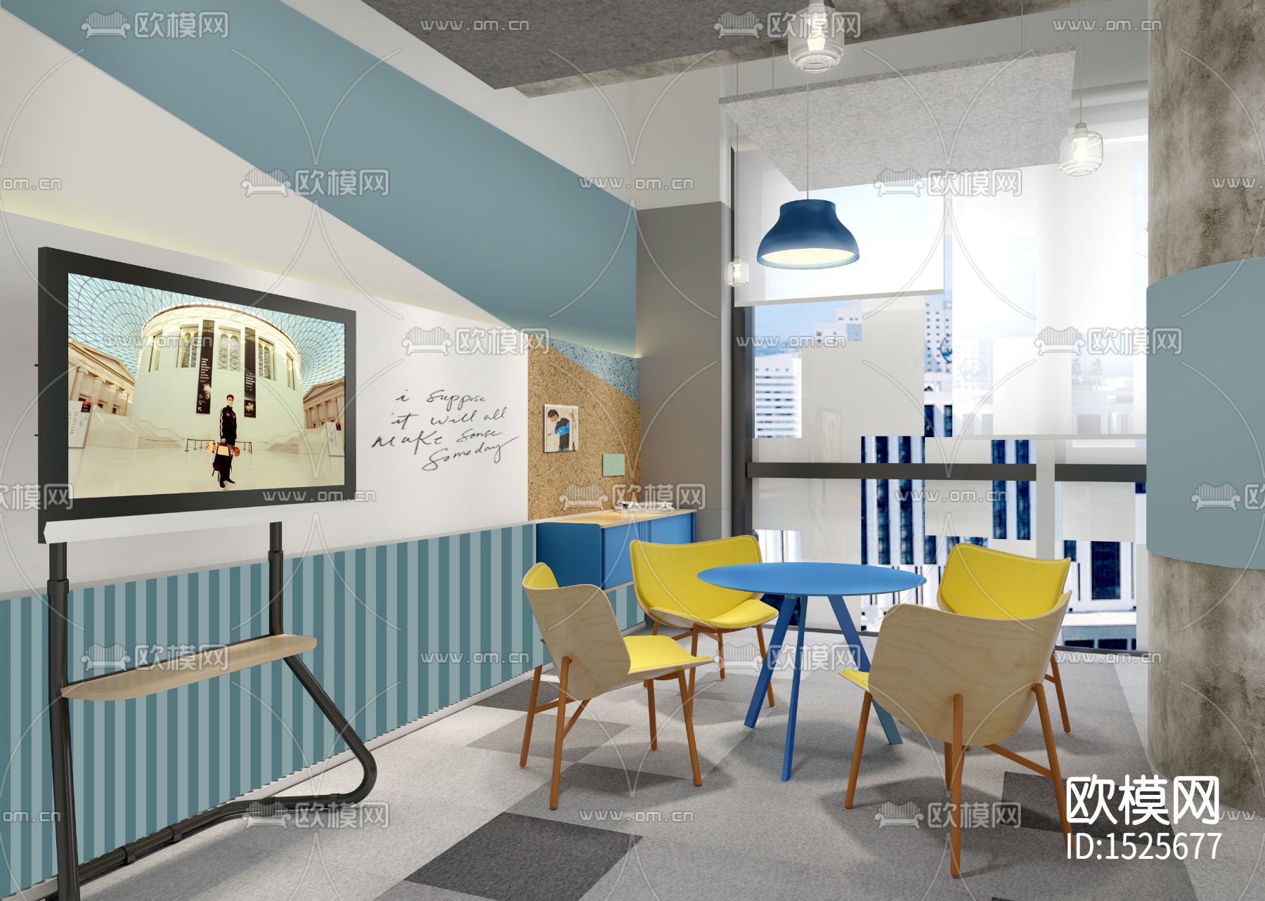 现代复式办公楼cad施工图效果图下载（渲染图4）