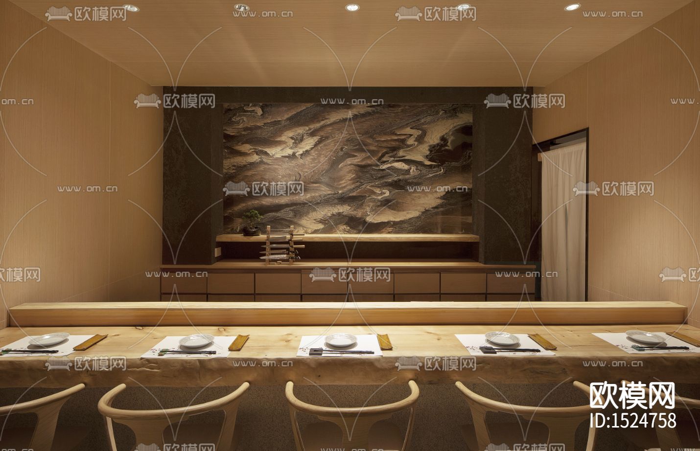 成都高级日式料理店大徳餐厅施工图下载（渲染图2）