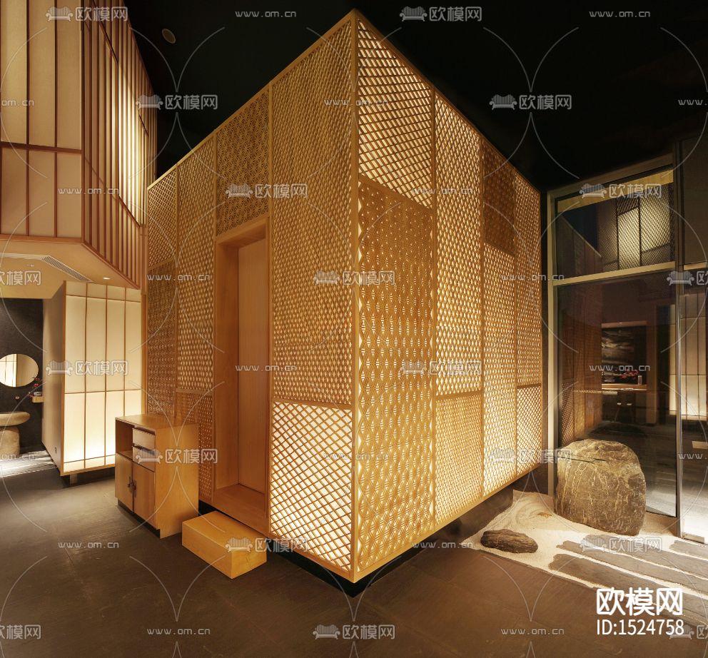 成都高级日式料理店大徳餐厅施工图下载（渲染图8）