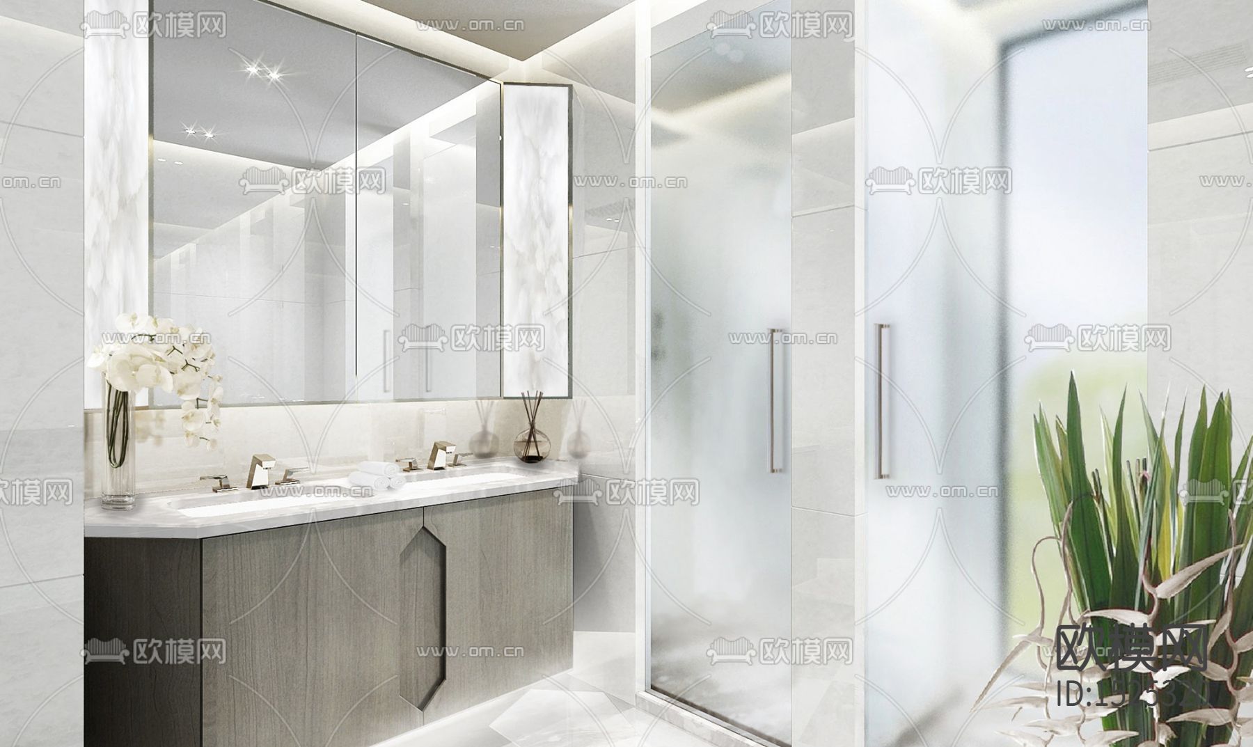 188大平层样板间cad施工图下载（渲染图2）