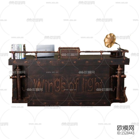 工業(yè)風復古做舊實木銅管書桌下載