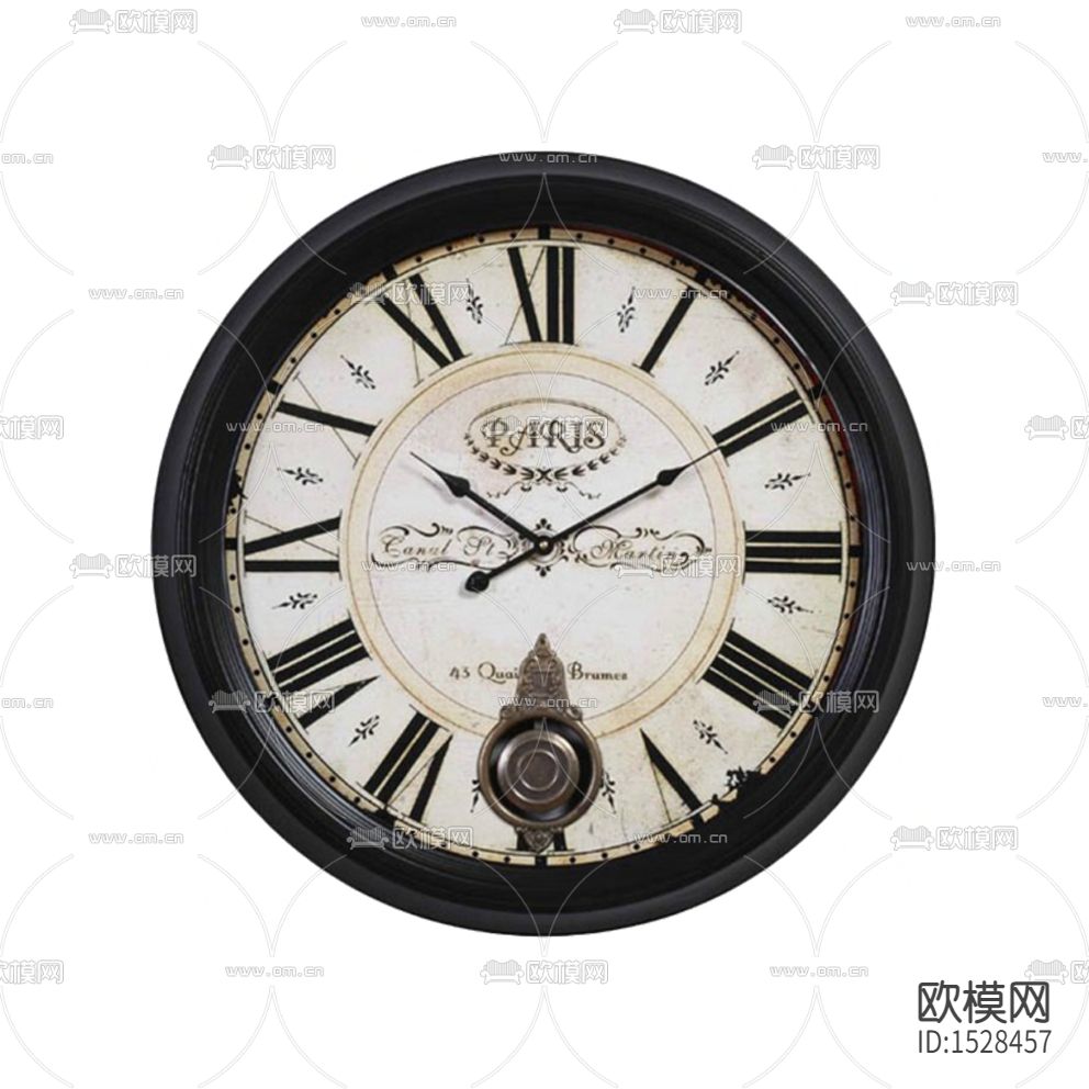 美式复古做旧实木挂钟下载