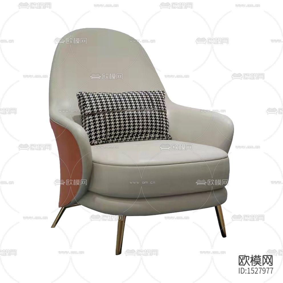 现代轻奢皮革金属单人沙发下载