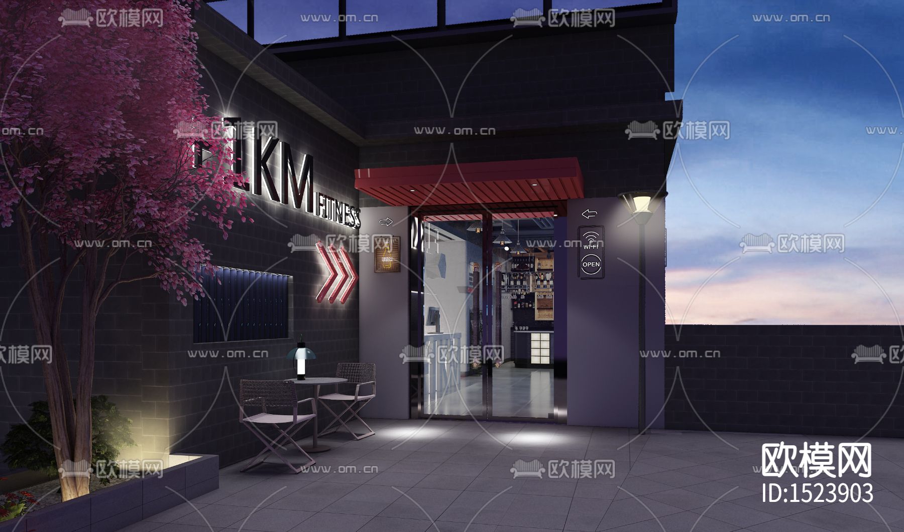 现代健身房cad施工图下载（渲染图2）