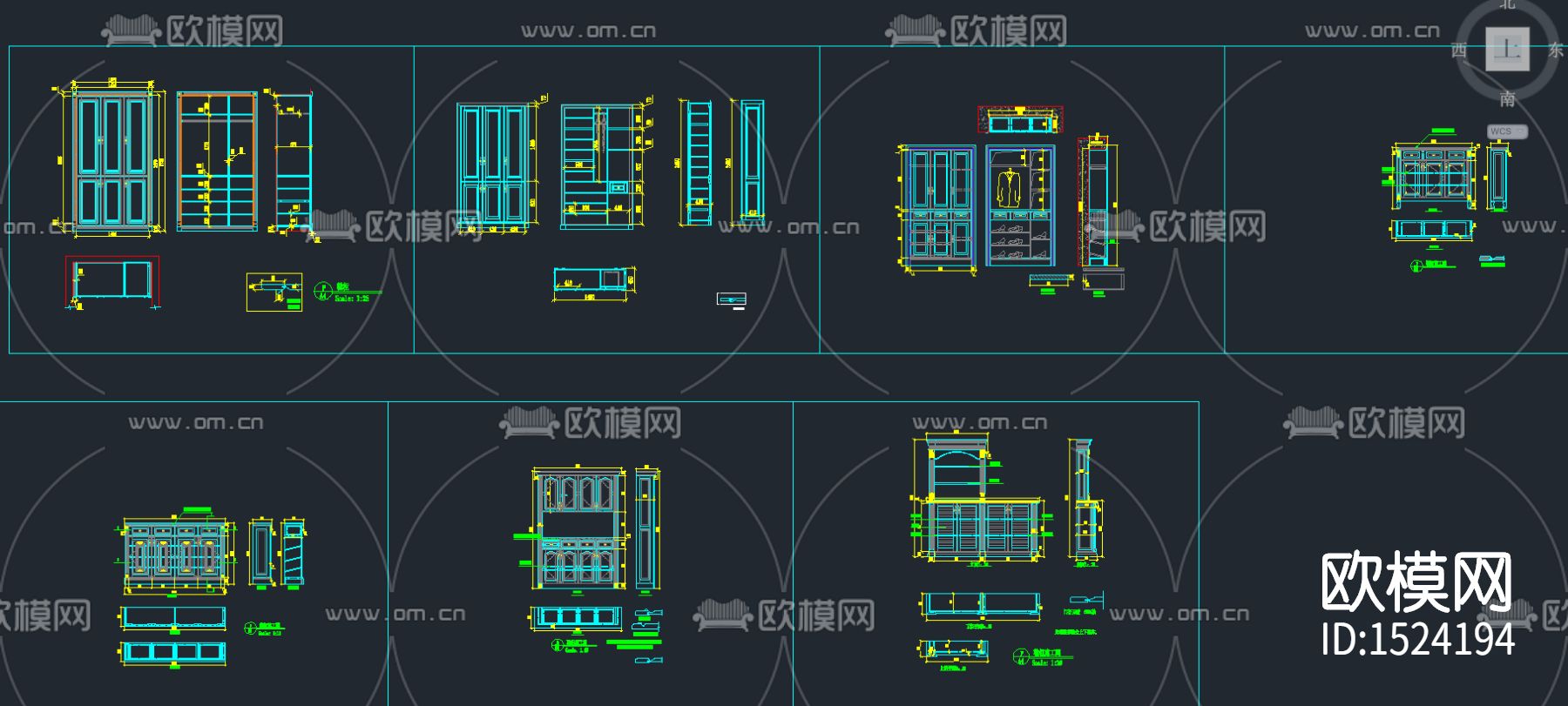 鞋柜五斗柜cad图库下载（渲染图2）