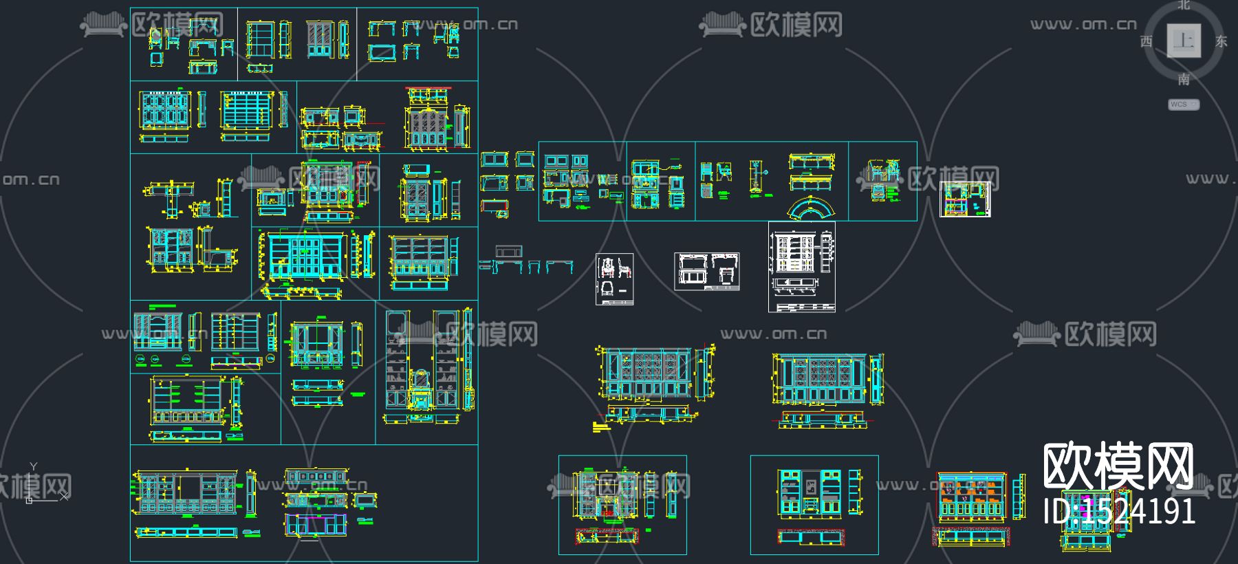 书柜书桌cad图库下载