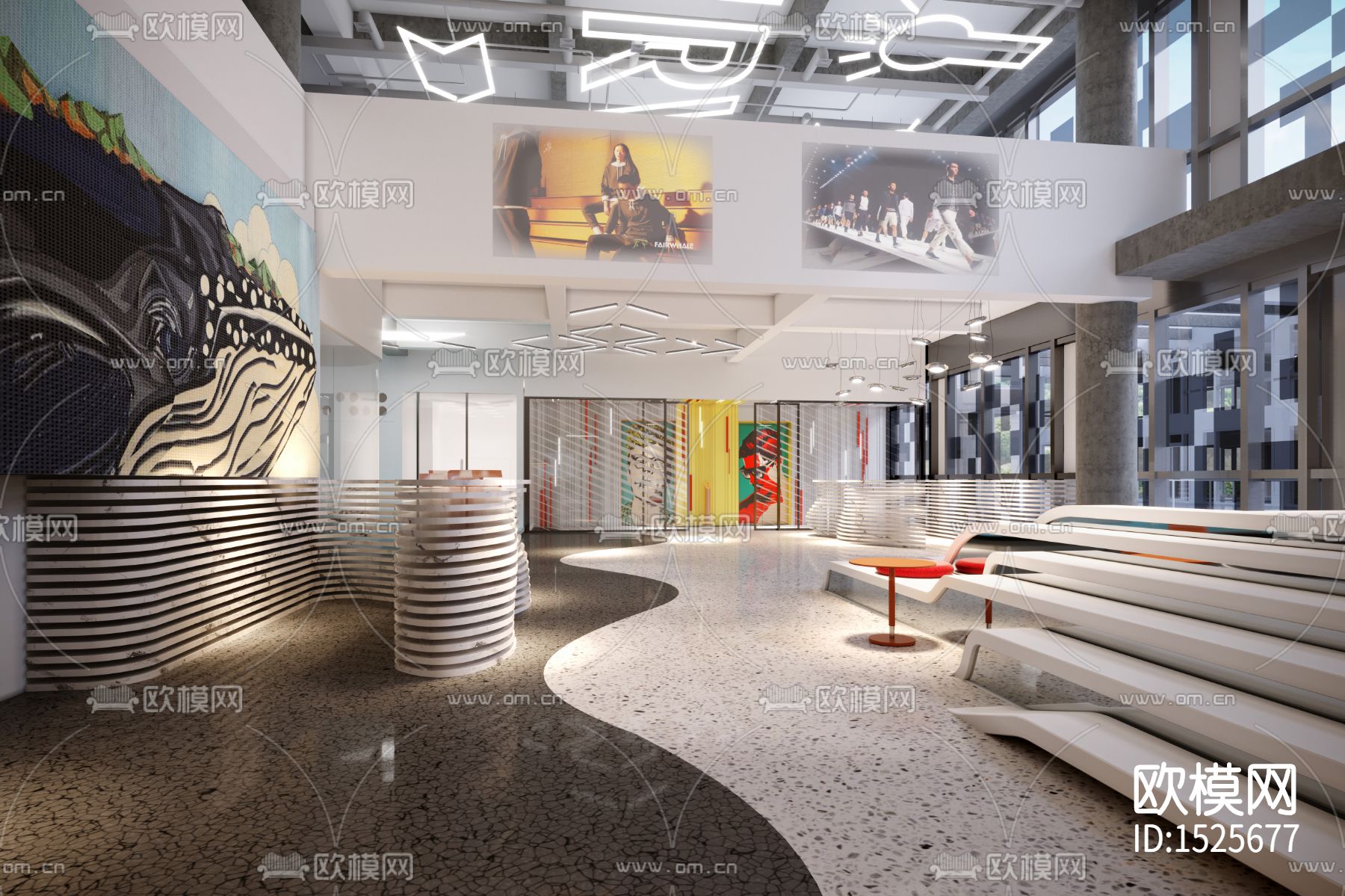 现代复式办公楼cad施工图效果图下载（渲染图8）