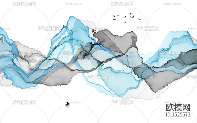 无缝新中式山水装饰画下载