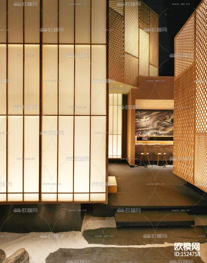 成都高级日式料理店大徳餐厅施工图下载（渲染图4）