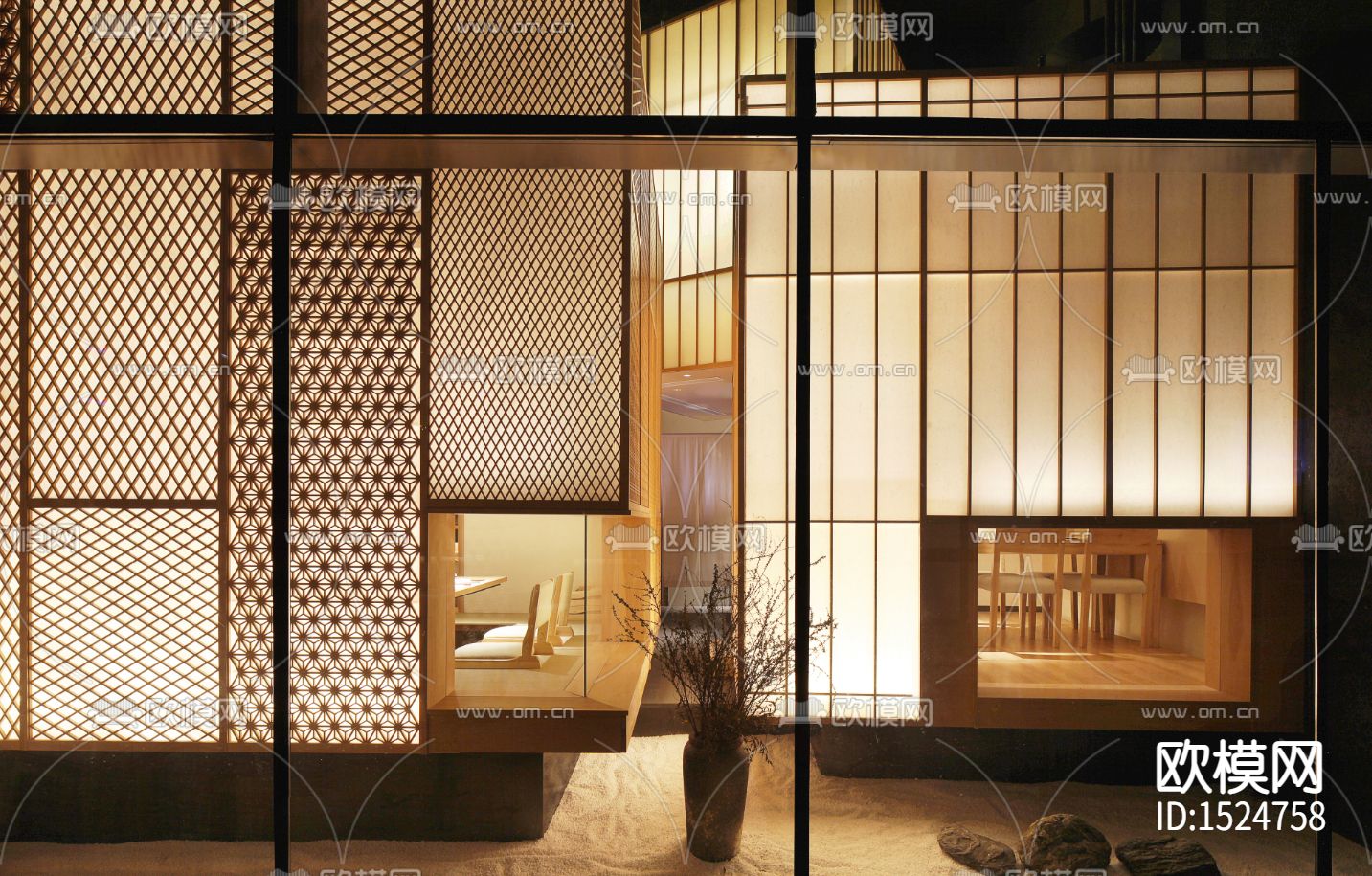 成都高级日式料理店大徳餐厅施工图下载（渲染图5）