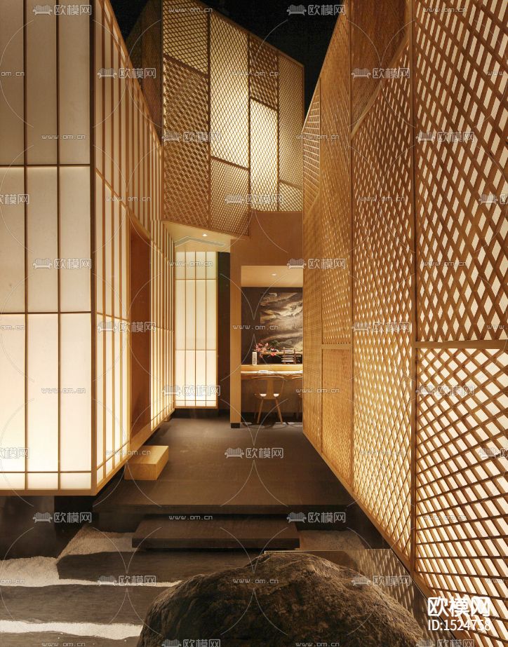 成都高级日式料理店大徳餐厅施工图下载（渲染图3）