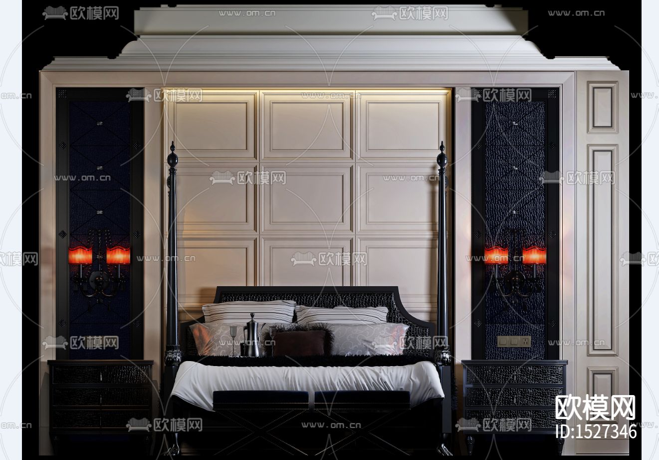 全屋定制客厅卧室cad施工图下载（渲染图3）