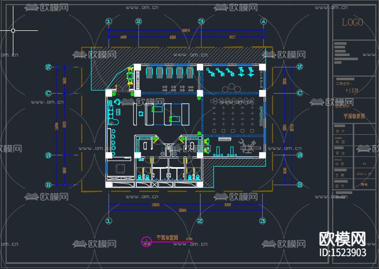 现代健身房cad施工图下载（渲染图1）