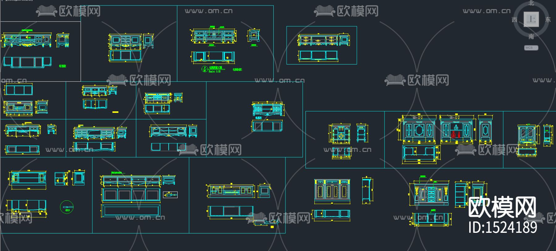 电视柜餐边柜cad图库下载