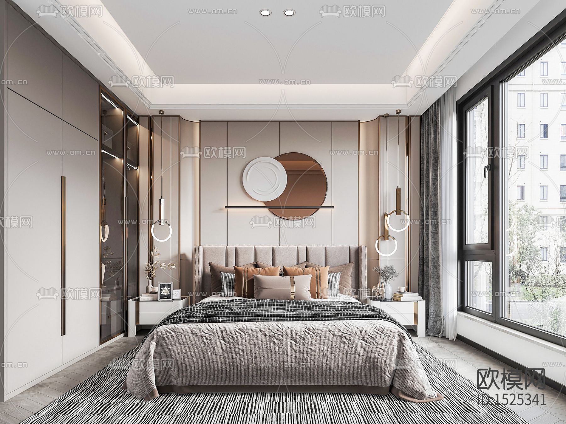 现代轻奢样板间cad施工图模下载（渲染图5）