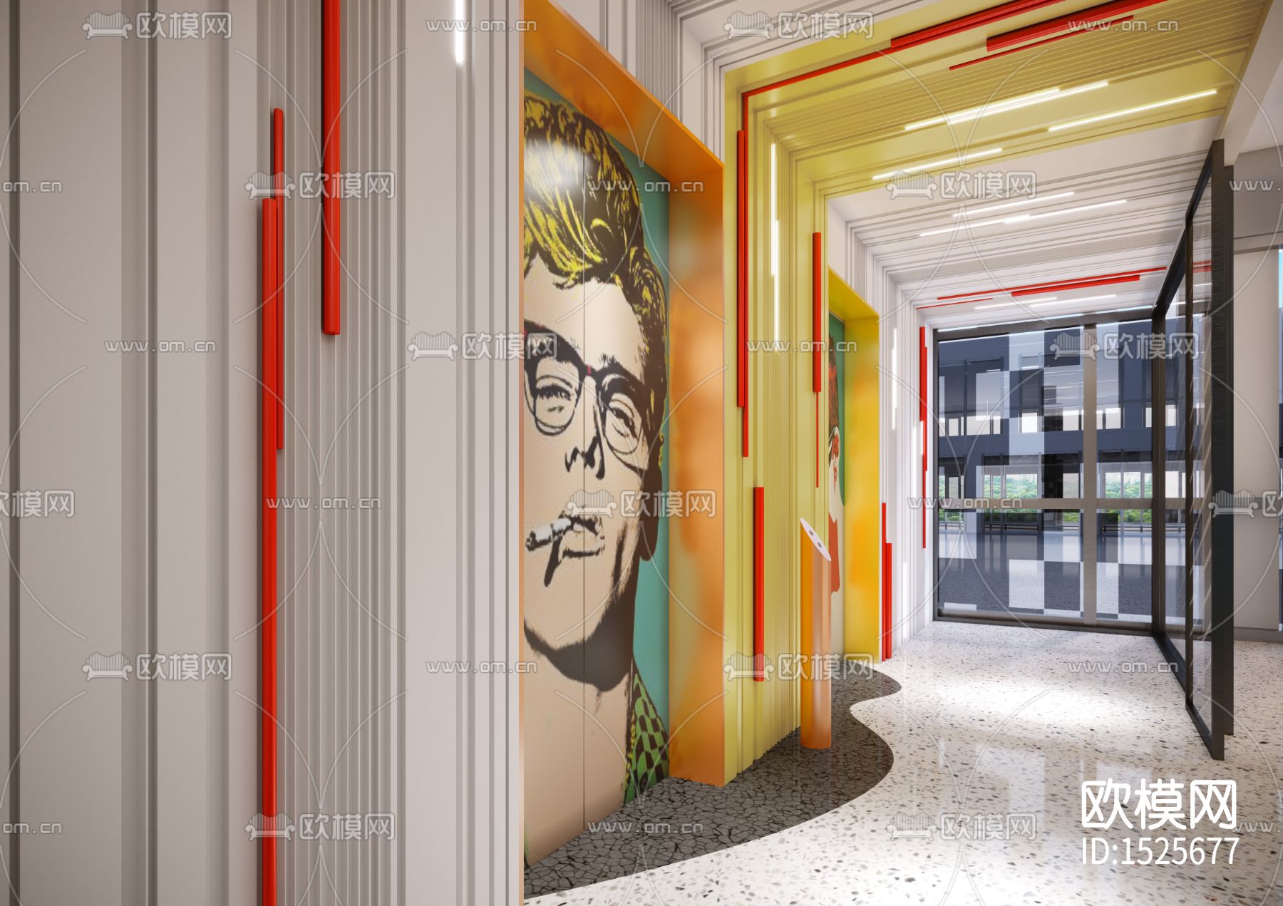 现代复式办公楼cad施工图效果图下载（渲染图7）