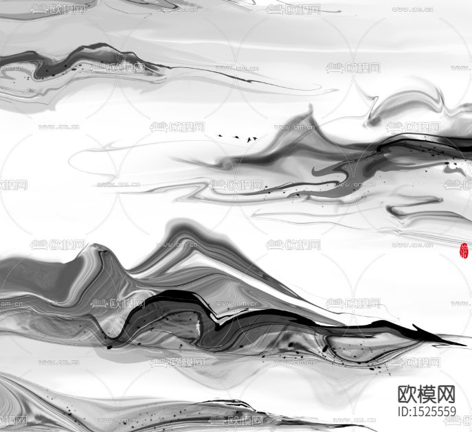 无缝新中式抽象装饰画下载