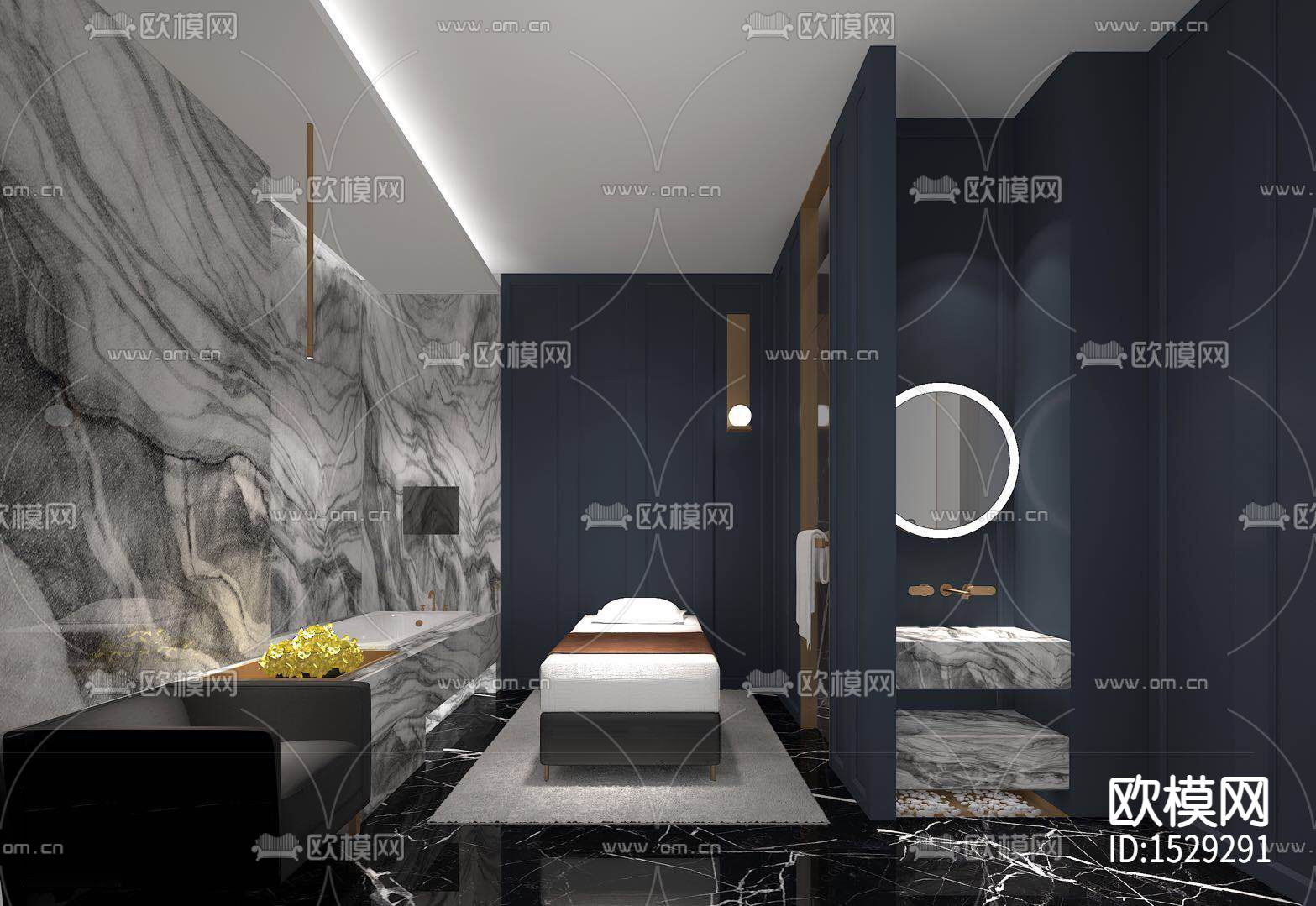 上海芭尚造型内装施工图下载（渲染图5）