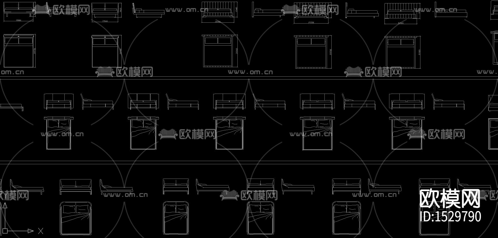 2021床类平立面图块下载（渲染图8）