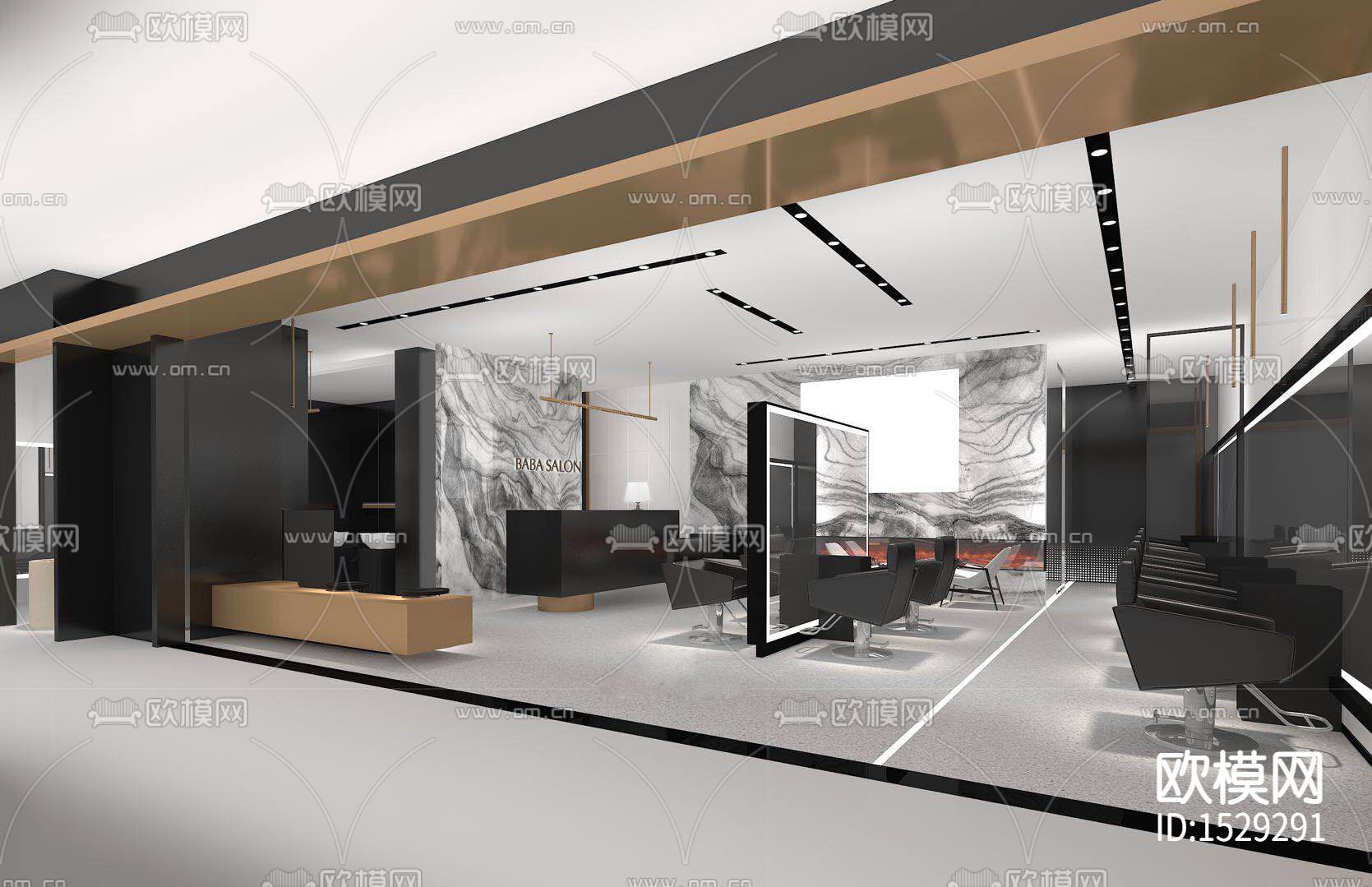 上海芭尚造型内装施工图下载（渲染图4）