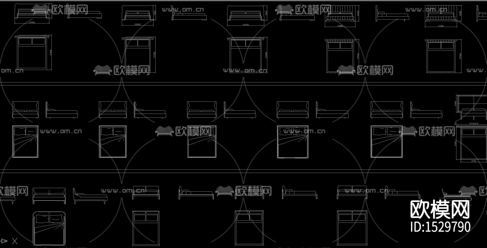 2021床类平立面图块下载（渲染图6）