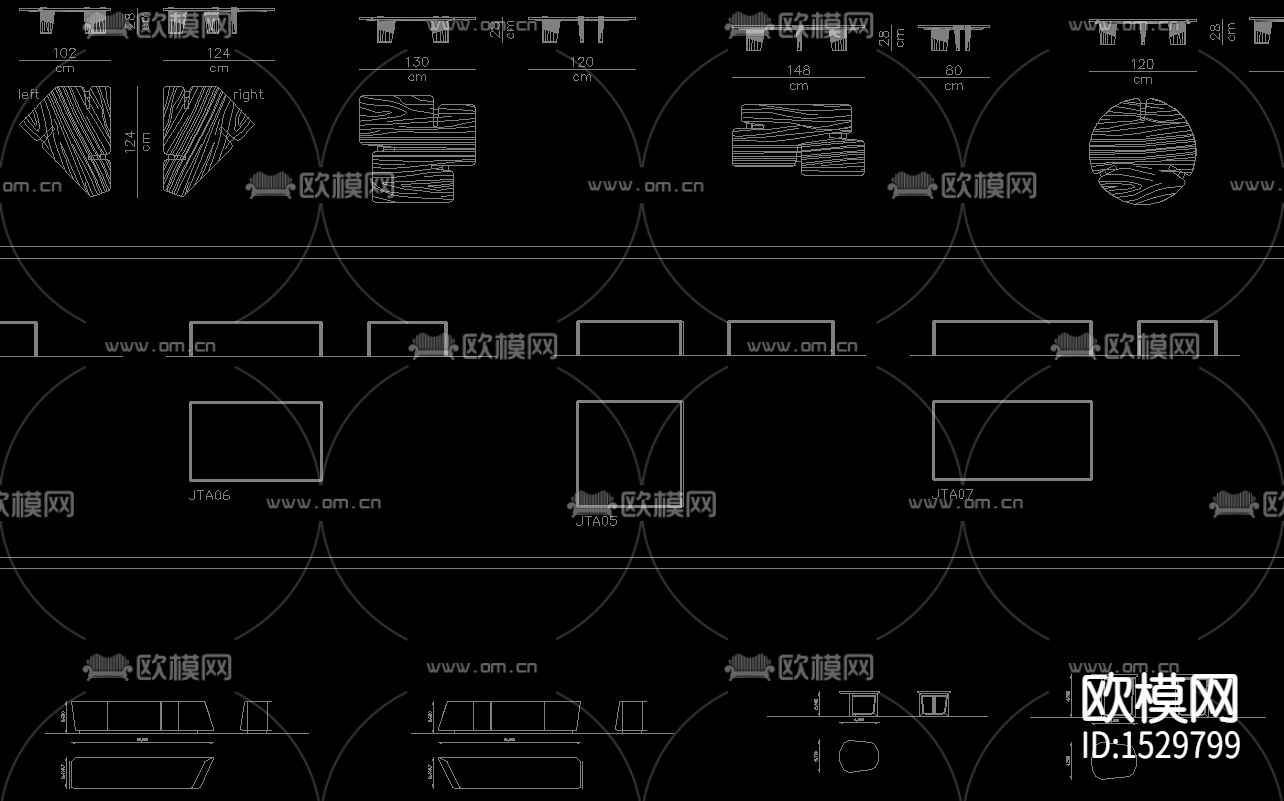 2021茶几角几平立面图块下载（渲染图7）