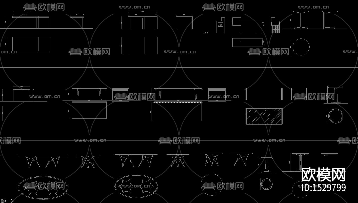 2021茶几角几平立面图块下载（渲染图5）