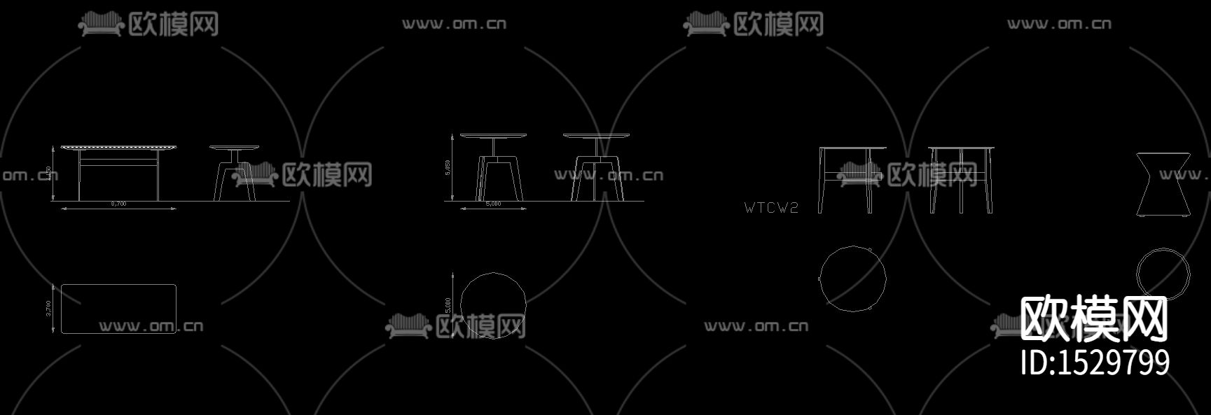 2021茶几角几平立面图块下载（渲染图4）