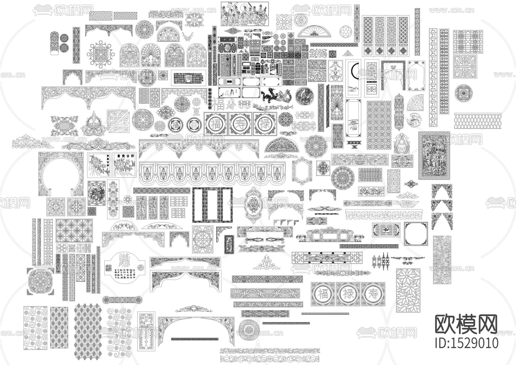 中式雕花cad图库下载（渲染图1）