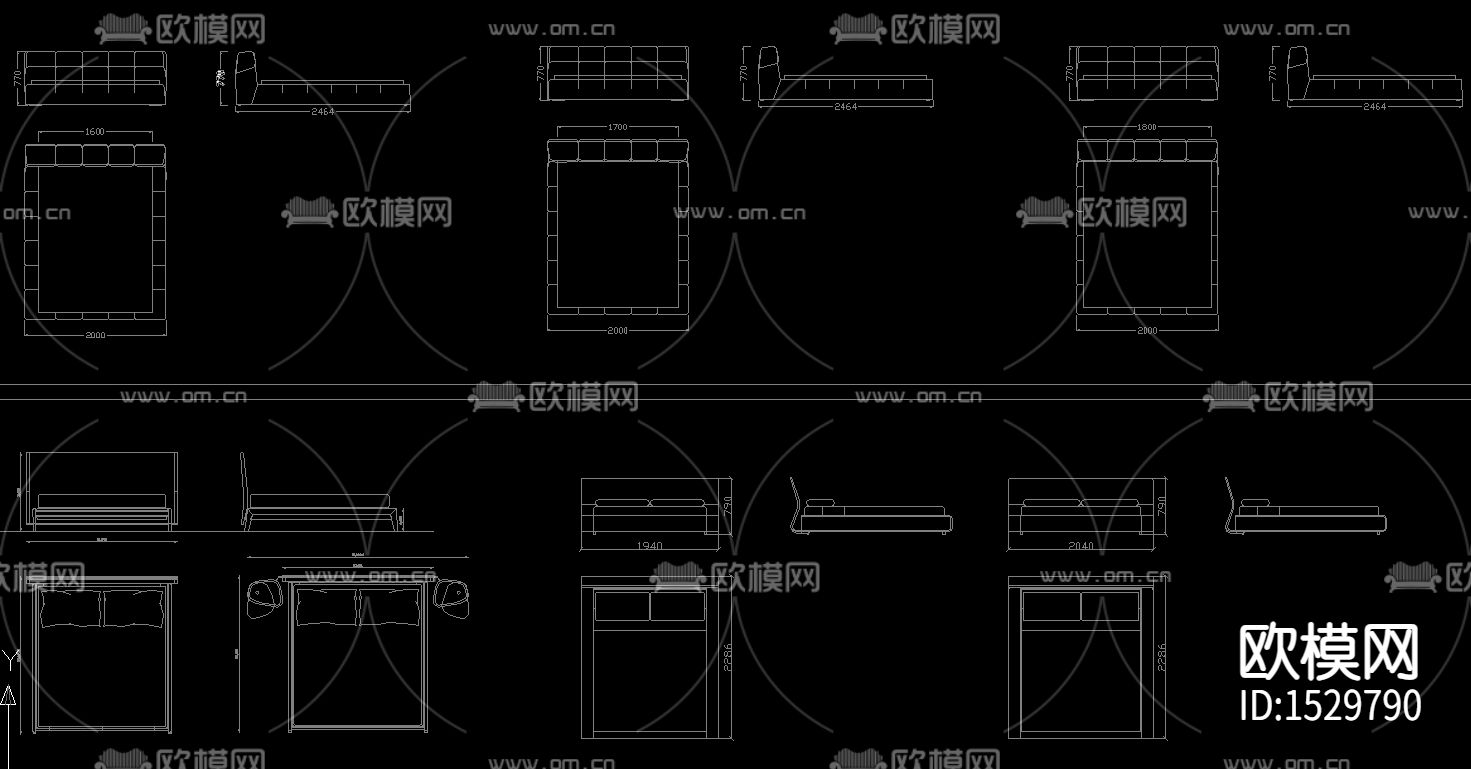 2021床类平立面图块下载（渲染图1）