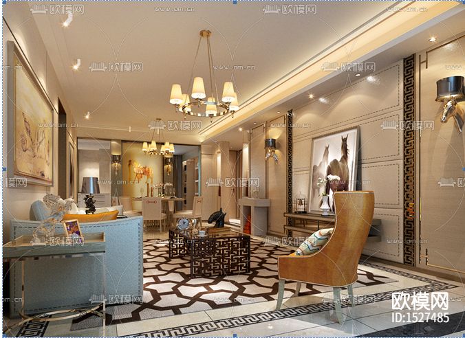 客餐厅立面cad施工图下载（渲染图5）