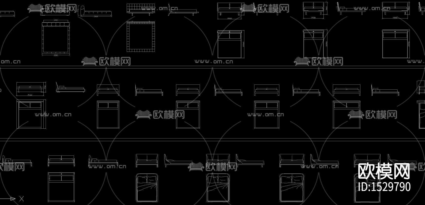 2021床类平立面图块下载（渲染图2）