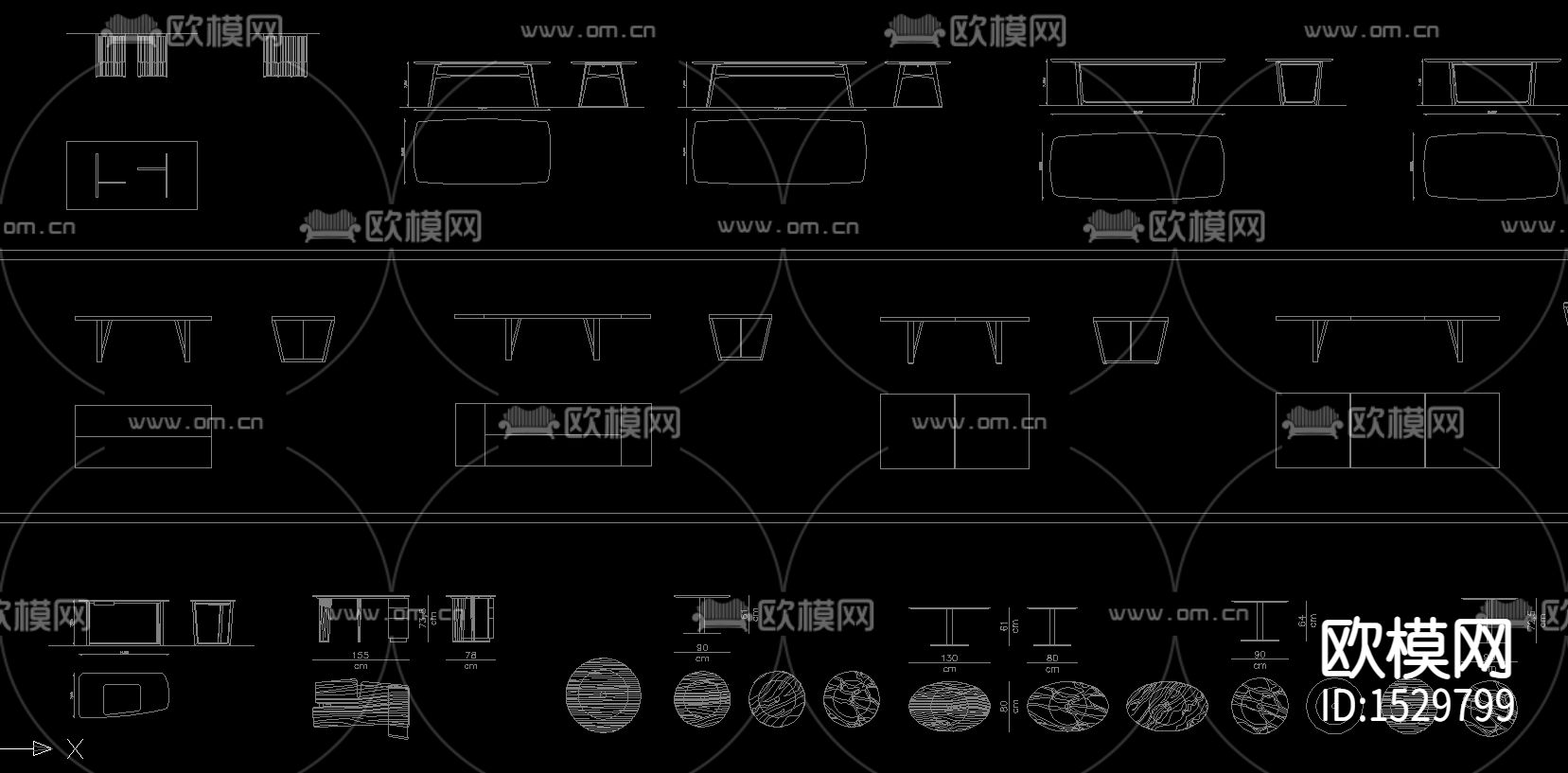 2021茶几角几平立面图块下载（渲染图1）