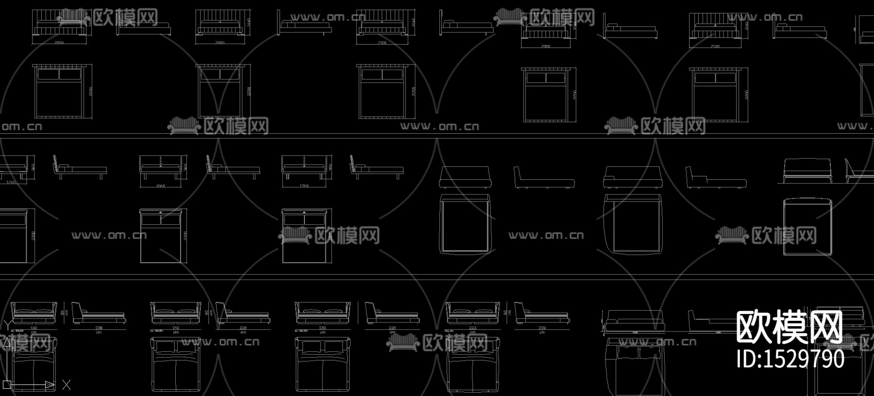 2021床类平立面图块下载（渲染图5）