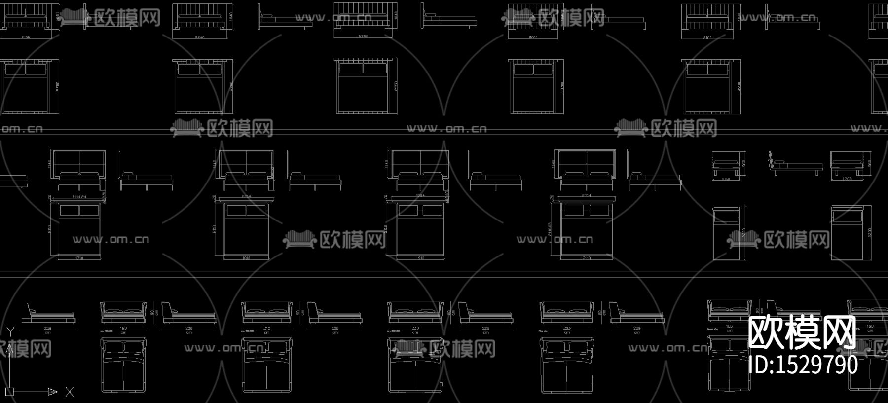 2021床类平立面图块下载（渲染图7）