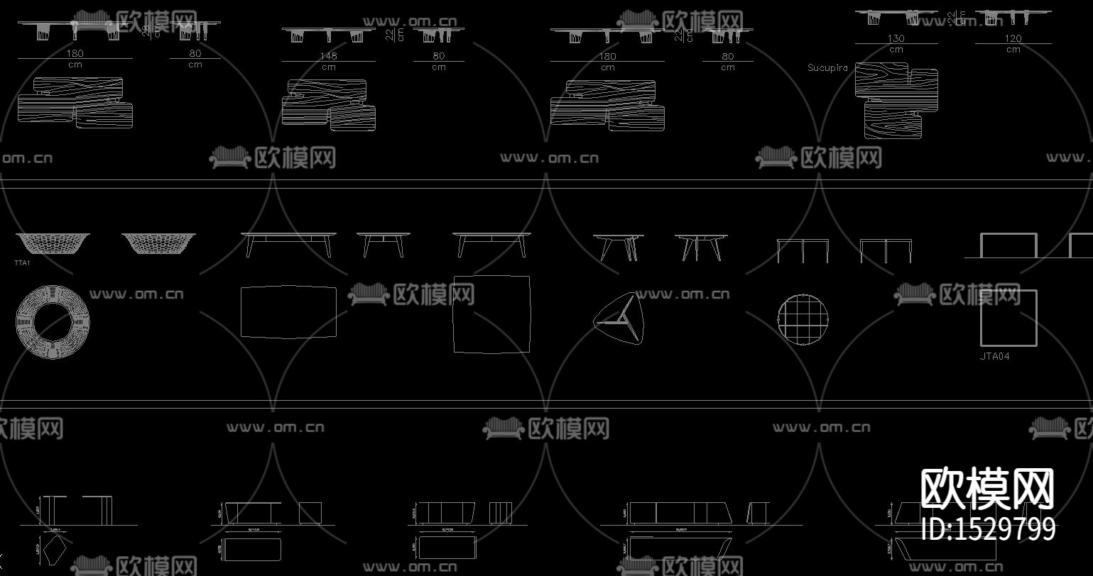 2021茶几角几平立面图块下载（渲染图3）