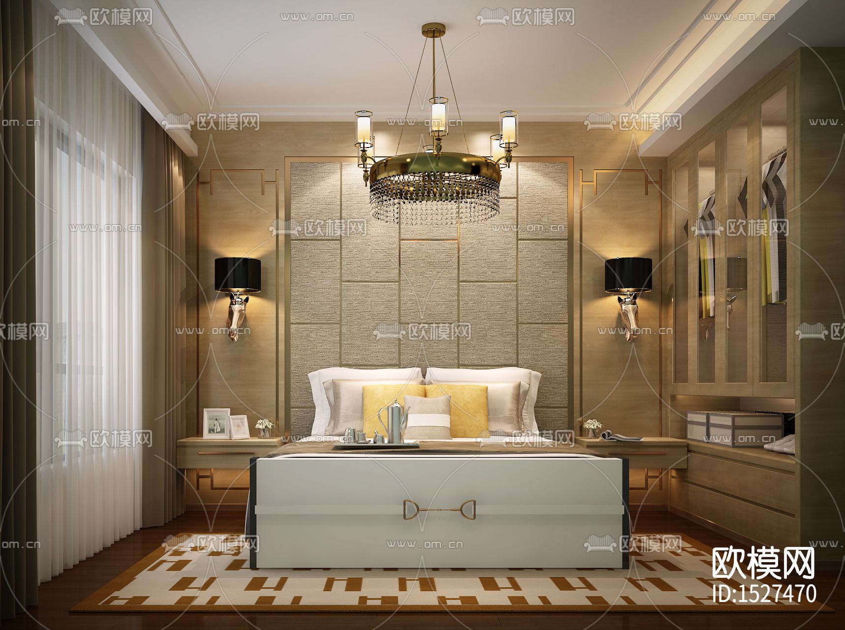 卧室卫生间cad立面图下载（渲染图4）