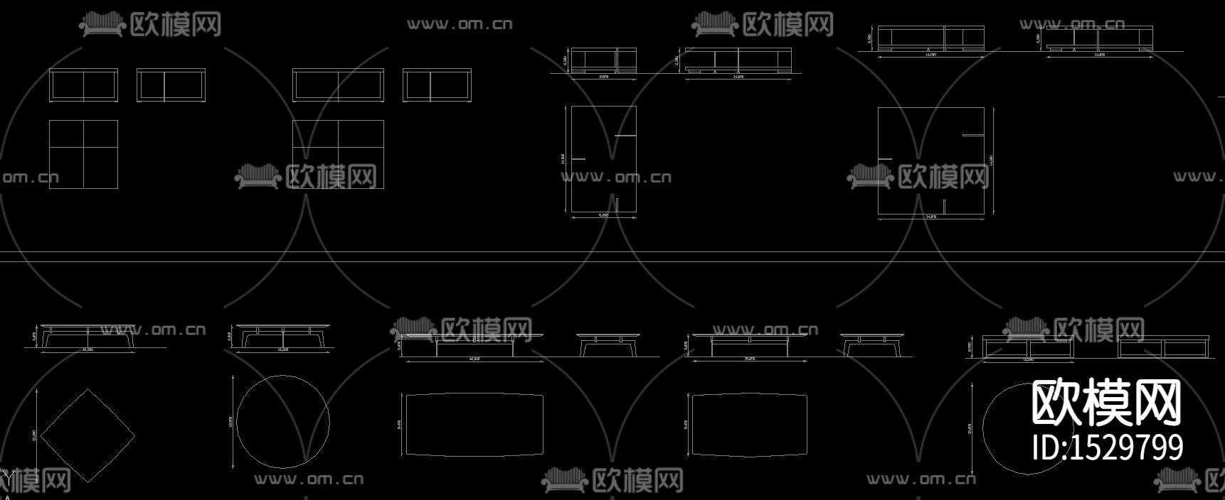 2021茶几角几平立面图块下载（渲染图9）
