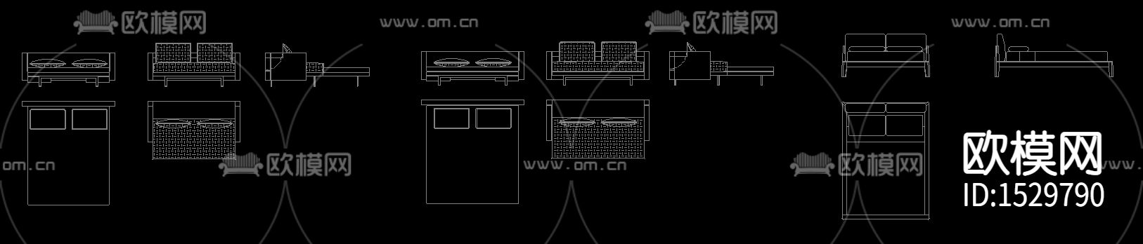 2021床类平立面图块下载（渲染图3）