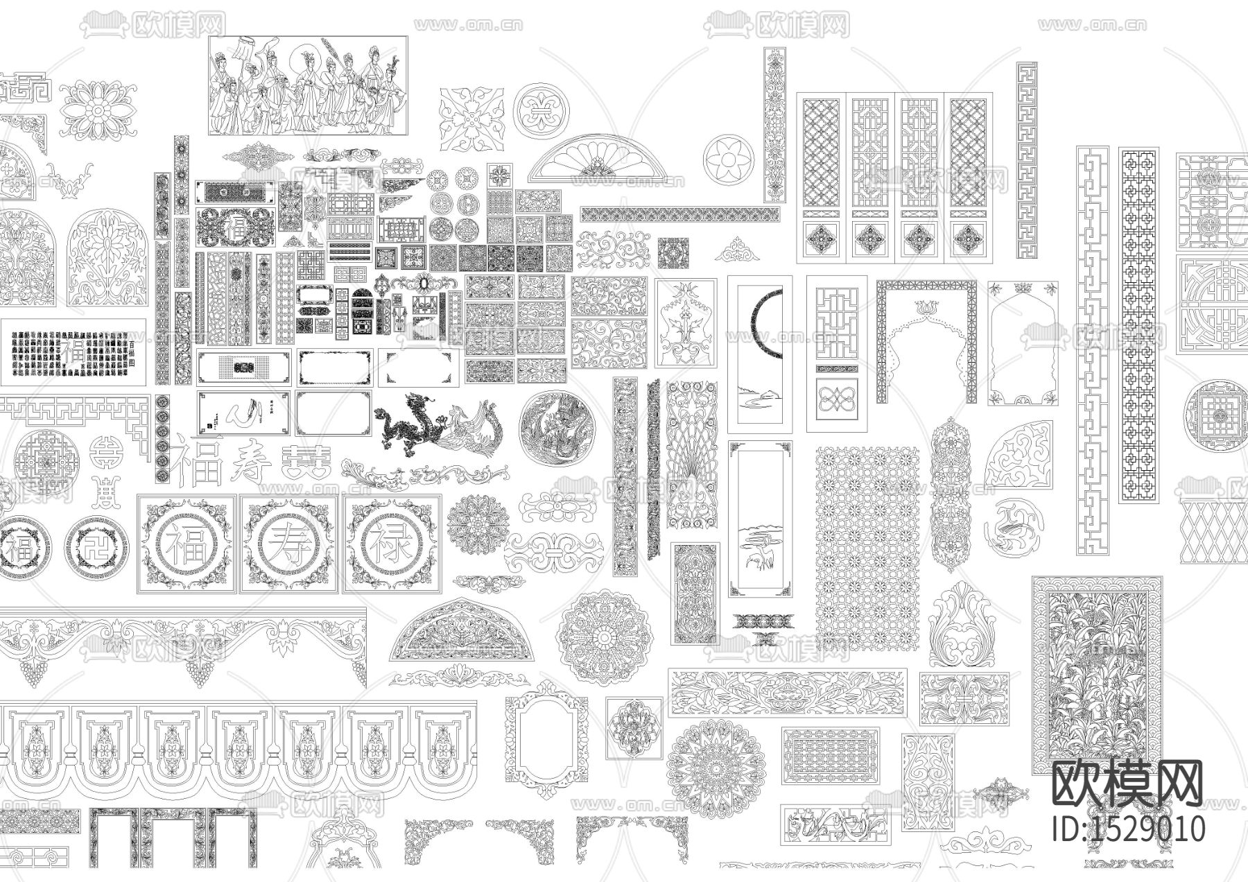 中式雕花cad图库下载（渲染图2）